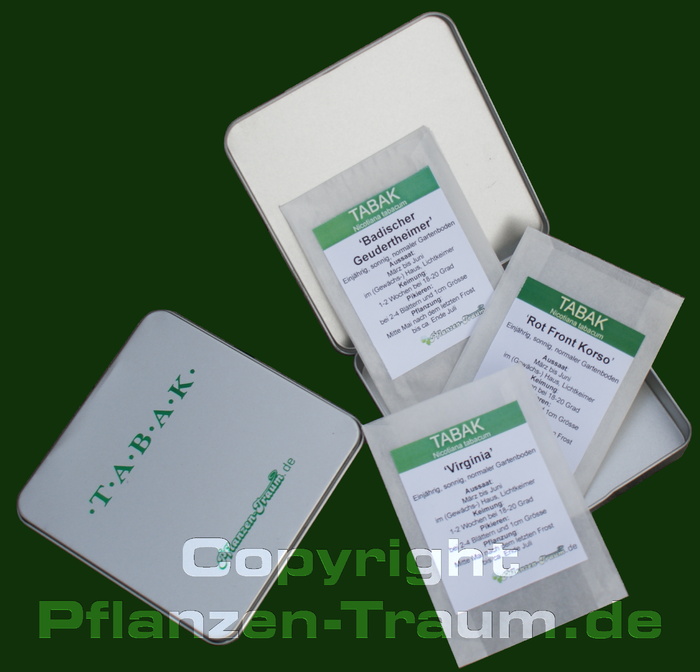3 Tabaksorten - Zigarettendose gefüllt mit 3x Tabaksamen 3 Tabaksorten - Zigarettendose gefüllt mit 3x Tabaksamen