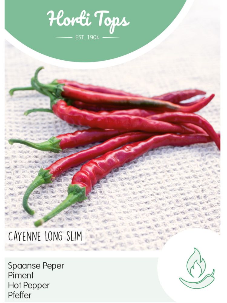 Samen Chili, Chilisamen Cayenne Long Slim Capsicum annuum Schärfe 6, Horti Tops