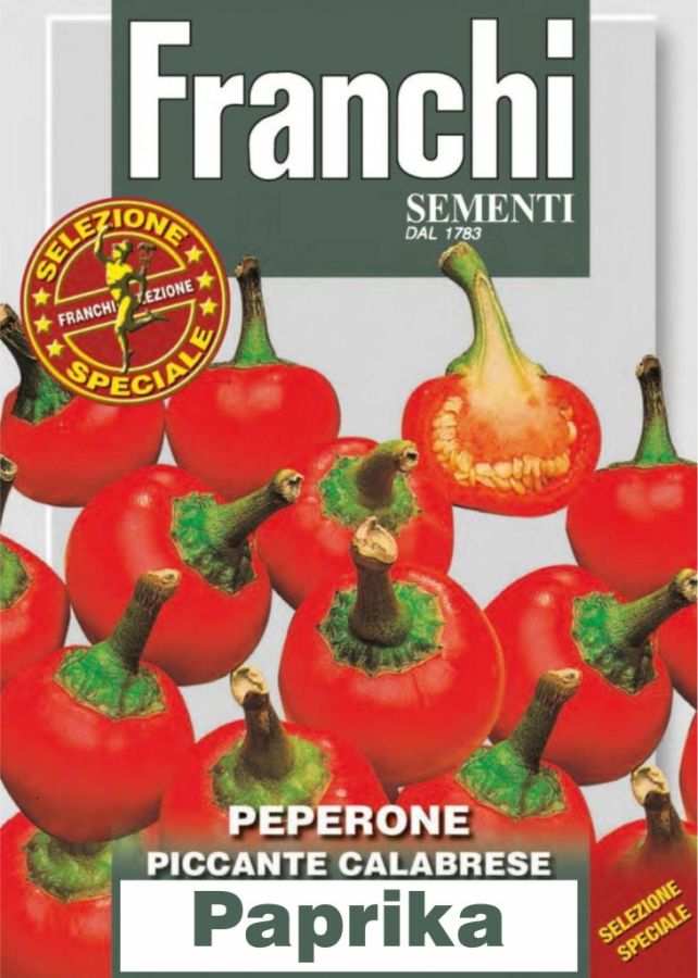 Paprika Pikant Kalabrien, Samen, Peperone Piccante Calabrese, feinste italienische Samen von Franchi Sementi.